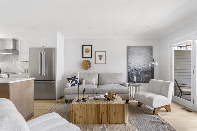 living room featuring light hardwood / wood-style floors