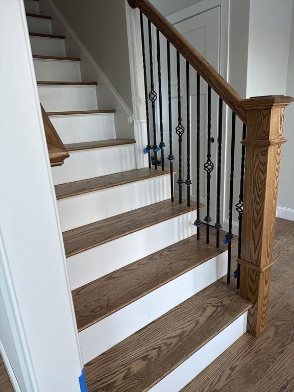 stairs with wood-type flooring