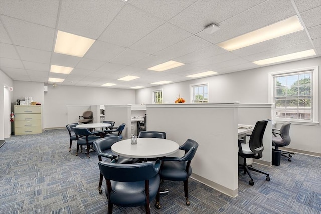 view of carpeted dining space