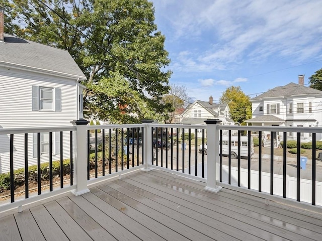 deck with a residential view