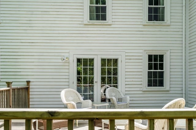 32 School St, Belmont, MA 02478 - wooden deck with french doors
