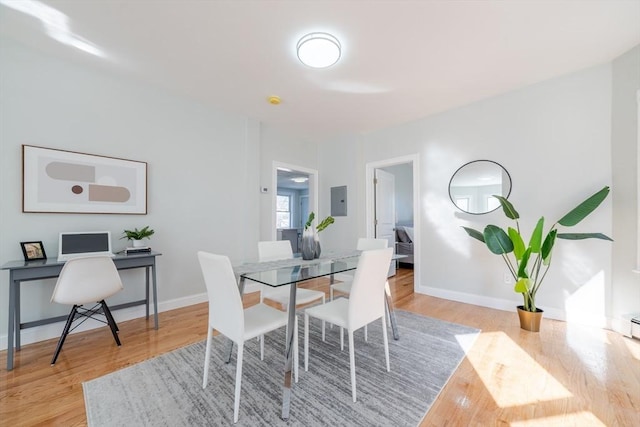 17 Norcross St Unit 3, Arlington, MA 02474 - dining room with light wood-style floors, electric panel, and baseboards