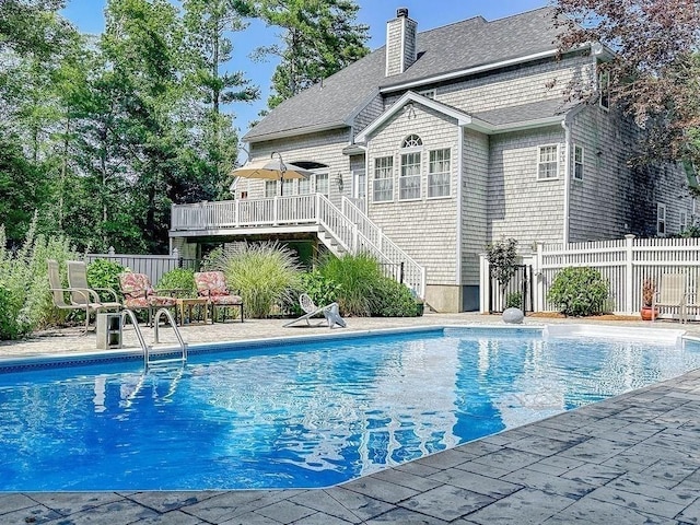 4 Olde Logging Rd, Marion, MA 02738 - view of swimming pool with a deck and stairway