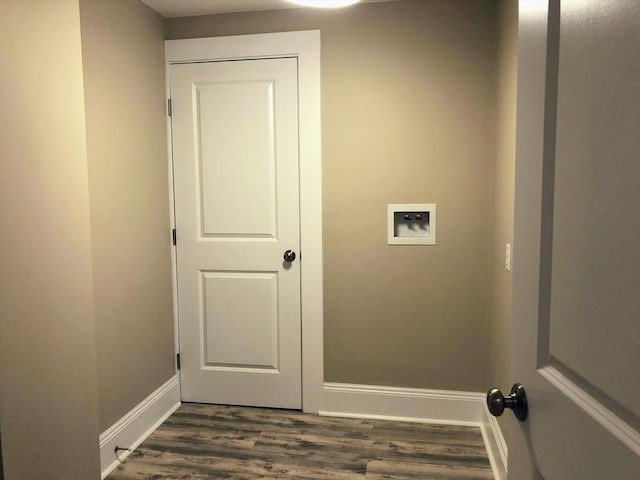 28-32 Calvary St, Waltham, MA 02453 - washroom with laundry area, hookup for a washing machine, baseboards, and dark wood-style flooring