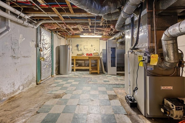 basement with water heater