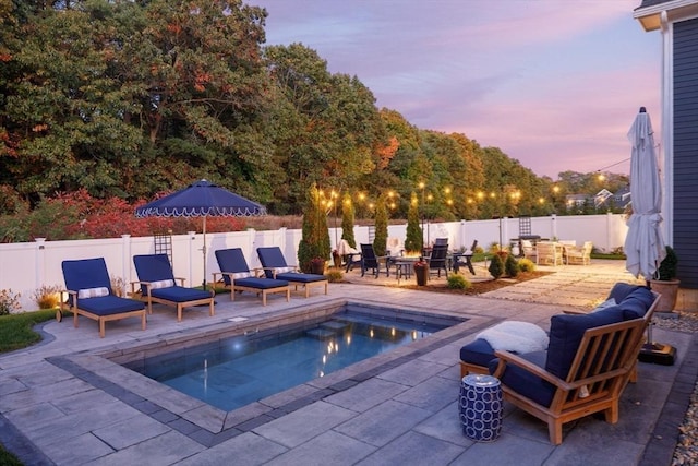 view of pool with a patio area and a fenced backyard