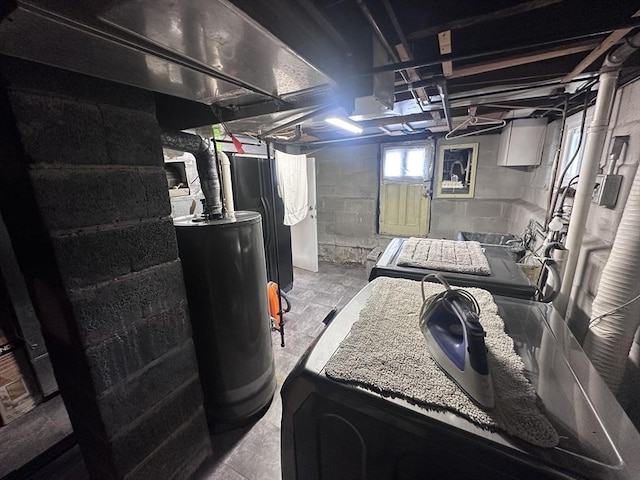 28 Roberts St, Malden, MA 02148 - basement featuring gas water heater and washer / dryer