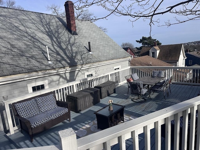 28 Roberts St, Malden, MA 02148 - wooden terrace featuring outdoor dining space