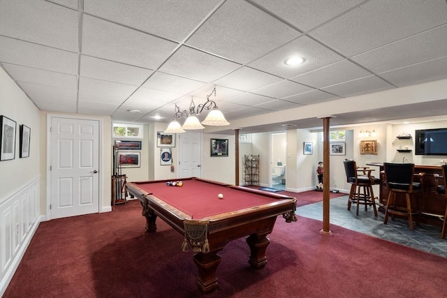 75 Birchwood Rd, Tewksbury, MA 01876 - playroom with carpet floors, pool table, and a bar