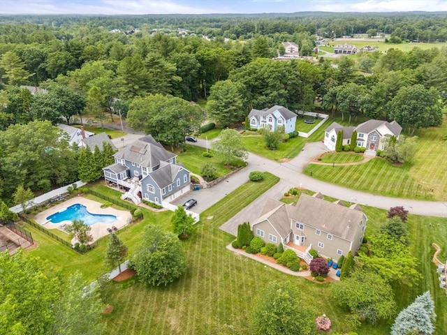 75 Birchwood Rd, Tewksbury, MA 01876 - aerial overview of property's location with a pool and a forest