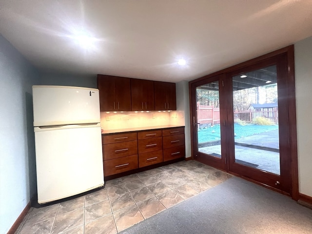 kitchen with white fridge