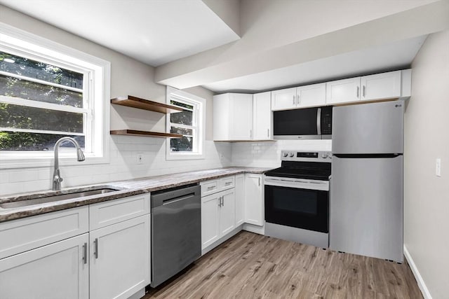 3 Aspen Ct, Ware, MA 01082 - kitchen featuring appliances with stainless steel finishes, white cabinets, and tasteful backsplash