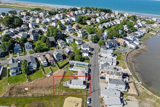 12 Moreland Ave, Hull, MA 02045 - aerial view of residential area featuring extended coastline and property parcel outlined