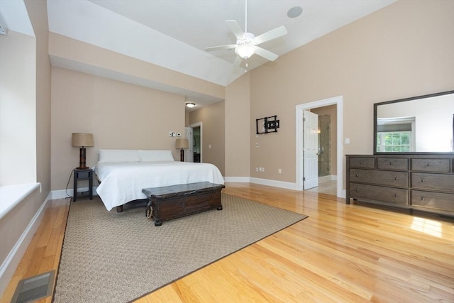 2 Powers Rd, Mendon, MA 01756 - bedroom featuring wood finished floors, baseboards, high vaulted ceiling, and ensuite bath