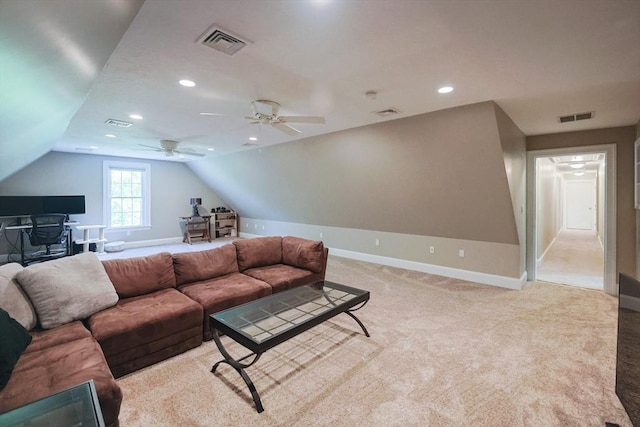 2 Powers Rd, Mendon, MA 01756 - living area with an office area, vaulted ceiling, baseboards, carpet floors, and recessed lighting
