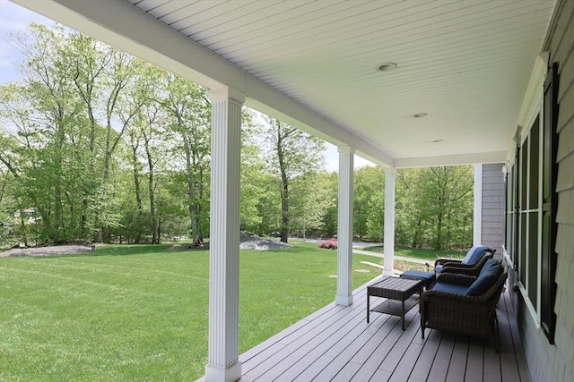 2 Powers Rd, Mendon, MA 01756 - deck with a lawn, a porch, and view of wooded area