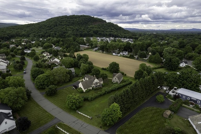 aerial view with a mountain view