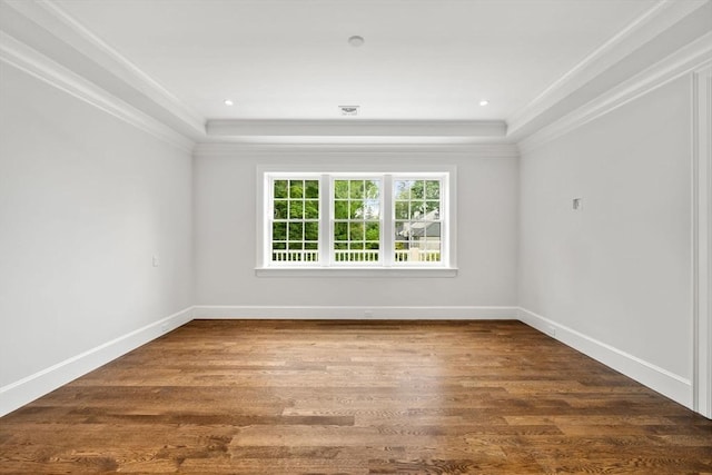 61 Heath St, Brookline, MA 02445 - empty room with ornamental molding, wood finished floors, baseboards, and recessed lighting