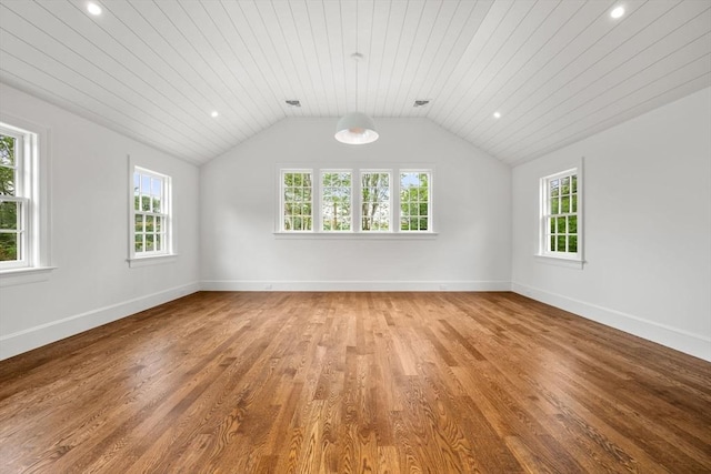 61 Heath St, Brookline, MA 02445 - unfurnished room featuring wood finished floors, vaulted ceiling, baseboards, wooden ceiling, and recessed lighting