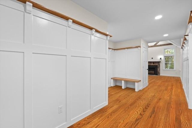 hall featuring light hardwood / wood-style flooring