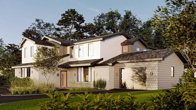 19 Laurel Hill Ln, Winchester, MA 01890 - view of front facade with a garage and brick siding