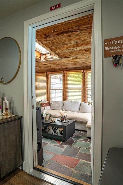22 Hillsdale Rd, Holbrook, MA 02343 - living room featuring wood finished floors and a skylight