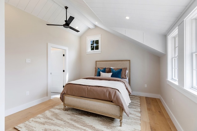 2 Candle House Ln, Nantucket, MA 02564 - bedroom with light wood-style flooring, lofted ceiling with beams, baseboards, and recessed lighting