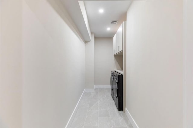 2 Candle House Ln, Nantucket, MA 02564 - interior space with baseboards, recessed lighting, visible vents, cabinet space, and washing machine and clothes dryer