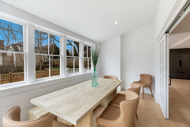 2 Candle House Ln, Nantucket, MA 02564 - dining space featuring light wood-type flooring and lofted ceiling