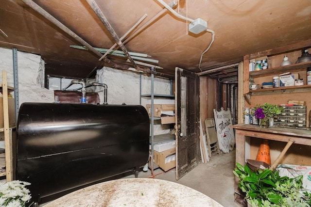 unfinished basement with heating fuel