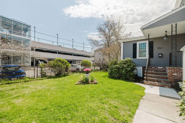 view of yard featuring fence