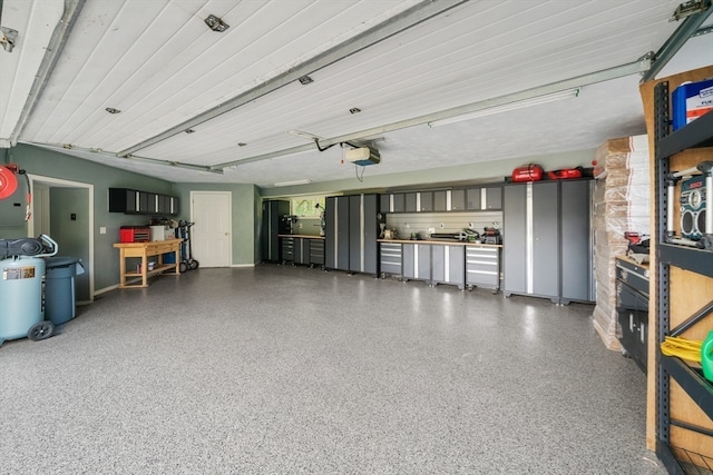 garage with a garage door opener