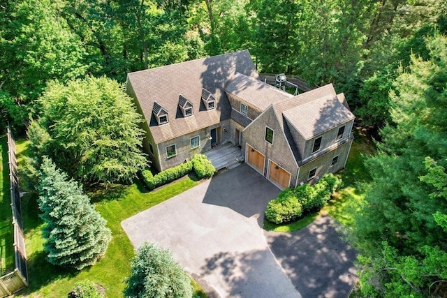 aerial view with a forest view