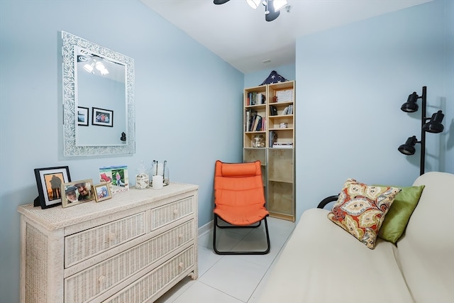 living area featuring light tile patterned floors