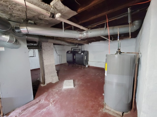 basement featuring water heater