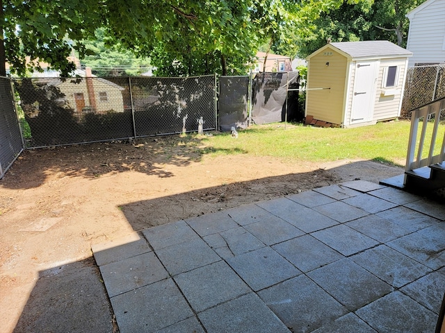 exterior space featuring a storage shed