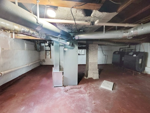 basement with heating unit