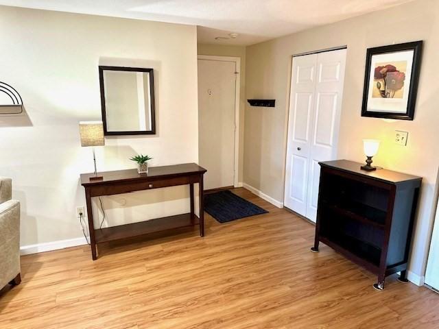 interior space with light hardwood / wood-style flooring