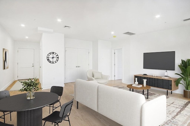 living room featuring light wood-type flooring