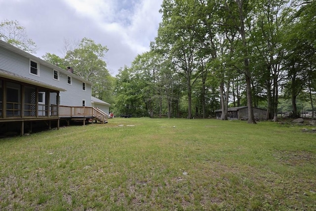 269 Fairview Ave, Rehoboth, MA 02769 - view of grassy yard with a wooden deck