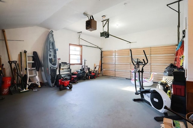 garage with a garage door opener