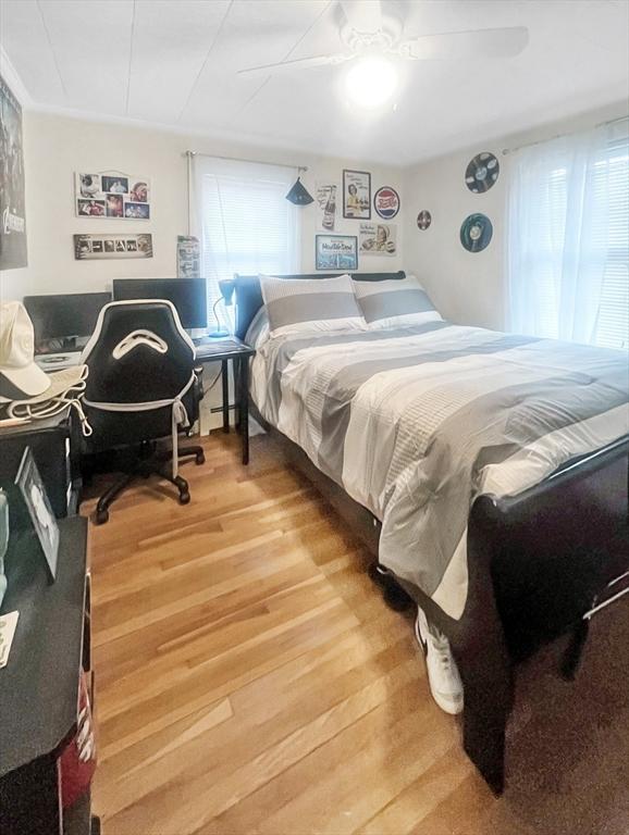 16 Samoset Rd, Yarmouth, MA 02664 - bedroom with light wood-type flooring and ceiling fan