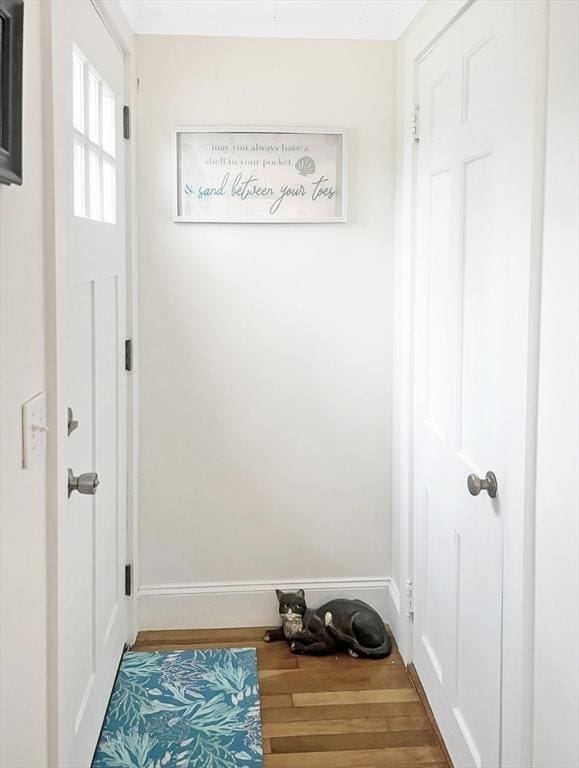 16 Samoset Rd, Yarmouth, MA 02664 - entryway featuring baseboards and wood finished floors