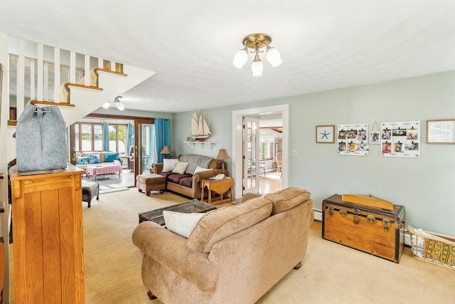 650 Pearse Rd, Swansea, MA 02777 - living area featuring light carpet and a baseboard heating unit