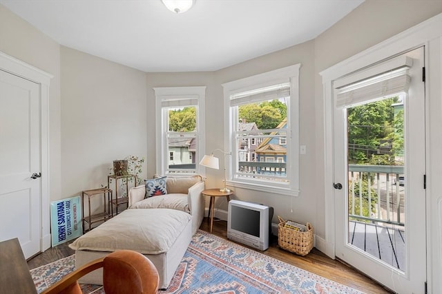 sitting room featuring wood finished floors