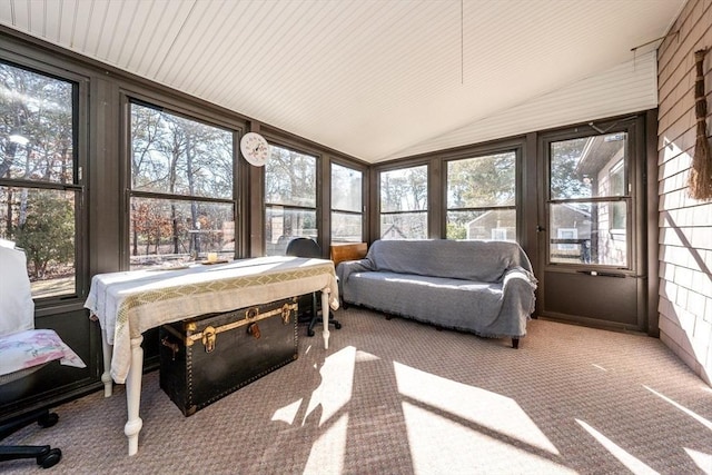 sunroom / solarium with lofted ceiling