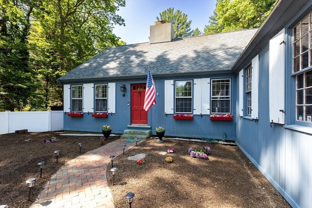 16 Summer St, Easton, MA 02356 - view of front of home featuring entry steps, a chimney, and roof with shingles