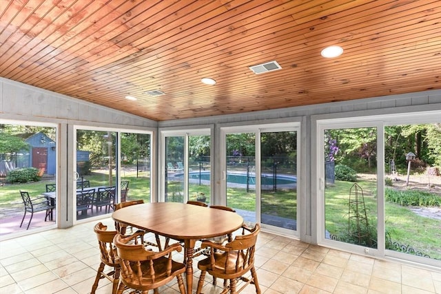 16 Summer St, Easton, MA 02356 - sunroom / solarium with vaulted ceiling, healthy amount of natural light, wooden ceiling, and tile patterned flooring