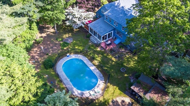 16 Summer St, Easton, MA 02356 - view from above of property with a pool area