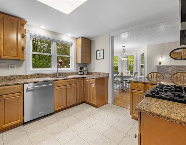 71 Dudley St, Marlborough, MA 01752 - kitchen featuring dishwasher, a sink, and brown cabinetry